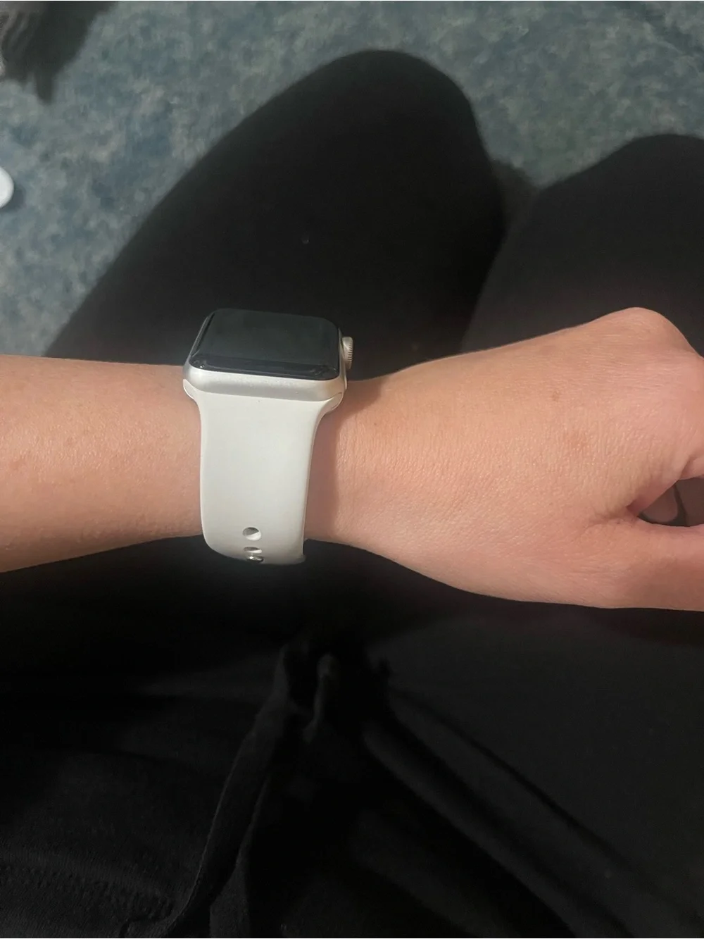 Apple Watch with Silver Case and White Sport Band